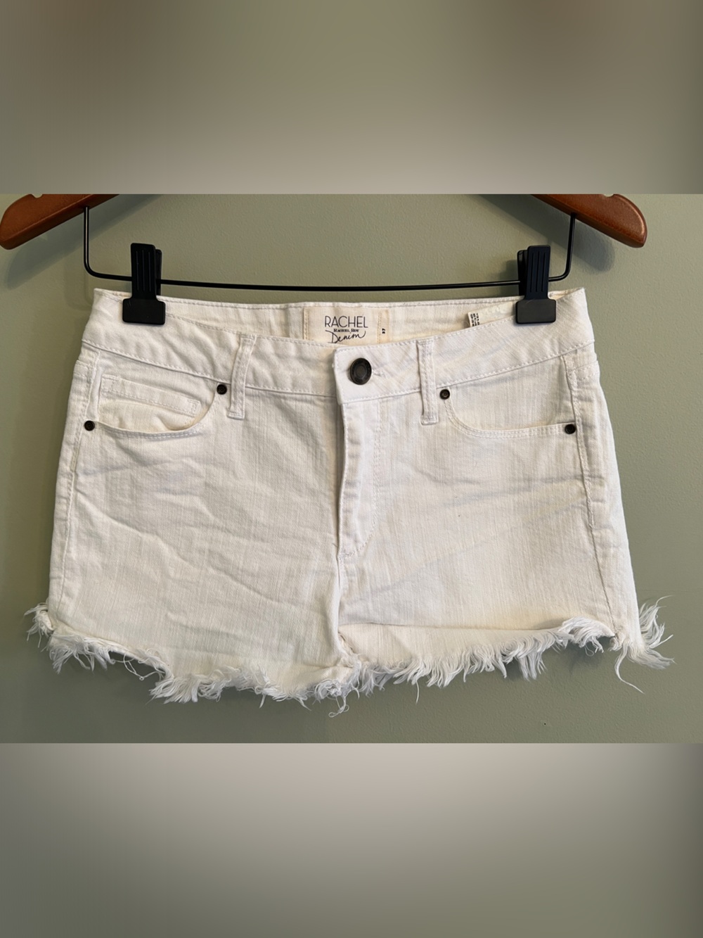 RACHEL Rachel Roy White Frayed Hem Denim Shorts